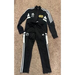 Adidas Youth Soccer Tracksuit Set Black White‎ Full Zip Jacket Pants NWOT